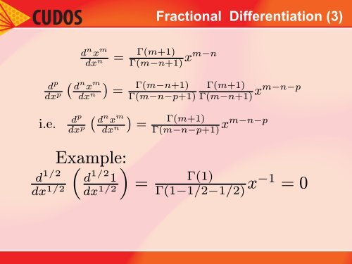 Lectures on Fractional Calculus - CARMA