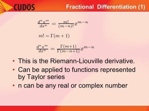 Lectures on Fractional Calculus - CARMA