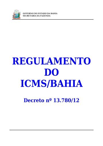 REGULAMENTO DO ICMS/BAHIA - Afrebras