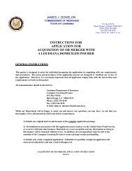 instructions for application for acquisition of or merger - Louisiana ...