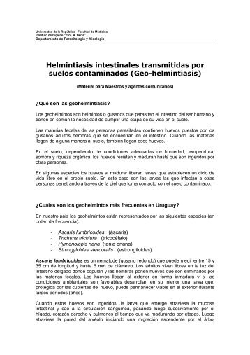 Helmintiasis intestinales Transmitidas por suelos contaminados