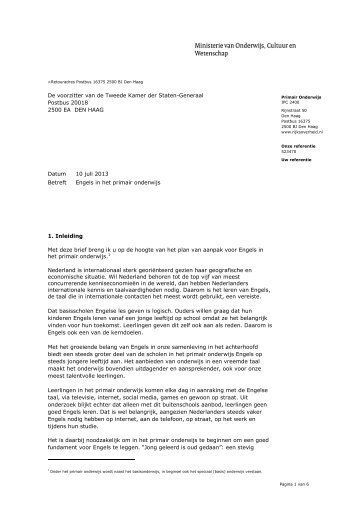 Kamerbrief plan van aanpak Engels - Avs
