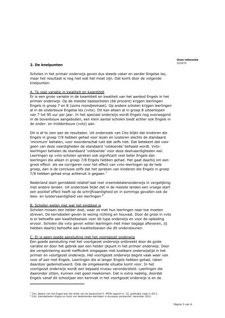 Kamerbrief plan van aanpak Engels - Avs