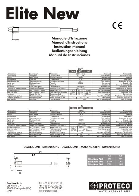 Kit automatizari porti batante 2m PROTECO ELITE 3