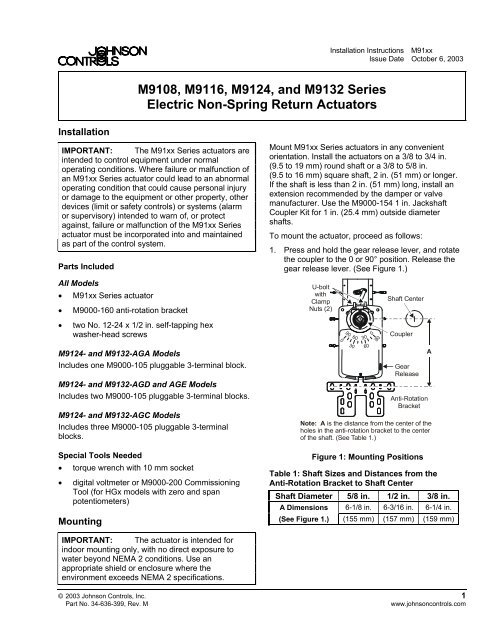 M9108, M9116, M9124, and M9132 Series ... - Johnson Controls