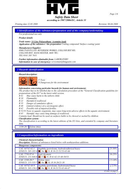 Material Safety Data Sheet - Movac Group Limited