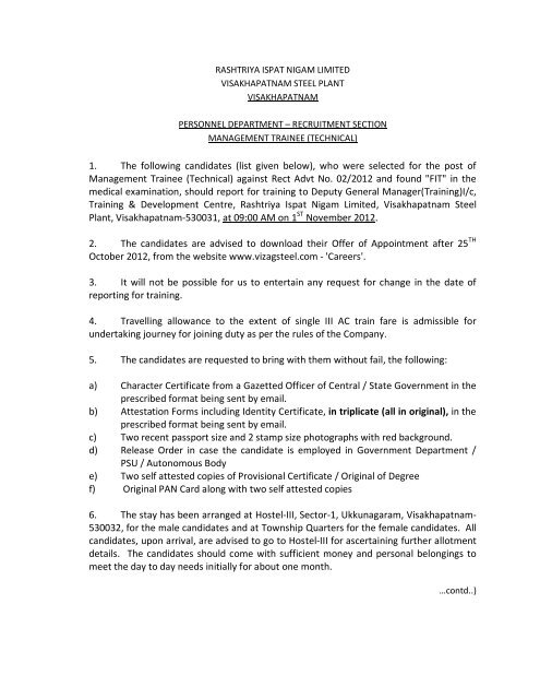 1. The follow ing candidates (list given below ), w ho w 
