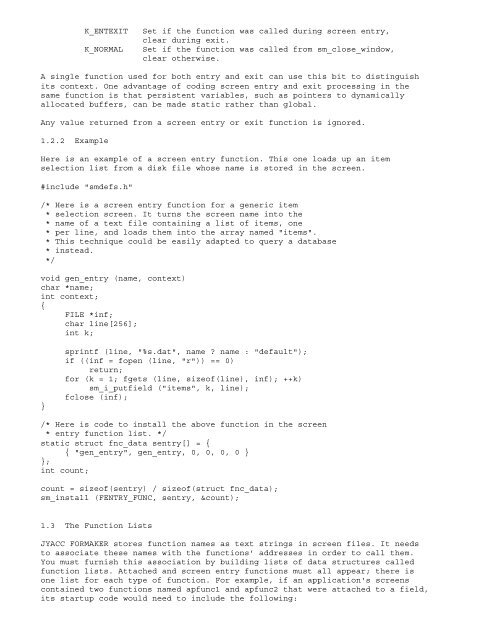 JYACC FORMAKER C Programmer's Guide Contents 1 ... - Prolifics