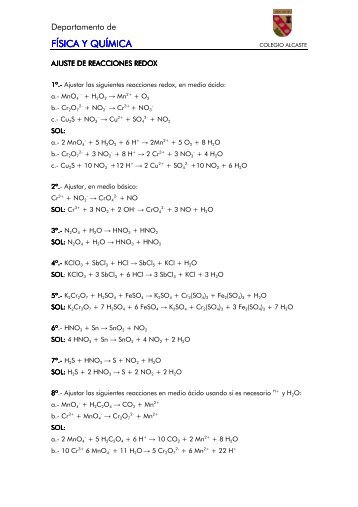 Ajuste reacciones redox - Colegio Alcaste