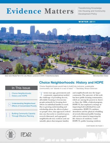 Choice Neighborhoods: History and HOPE In This Issue - HUD User