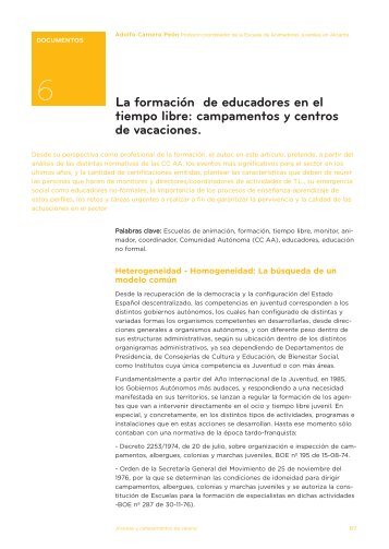 La formación de educadores en el tiempo libre - Injuve