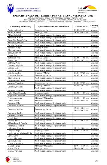 Hrs. Consulta Profesores - Deutsche Schule Santiago