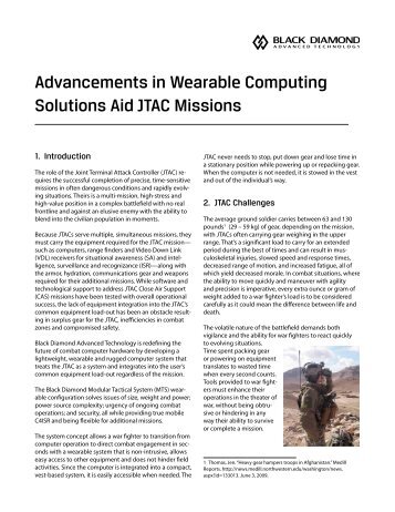 JTAC Whitepaper - Black Diamond Advanced Technologies