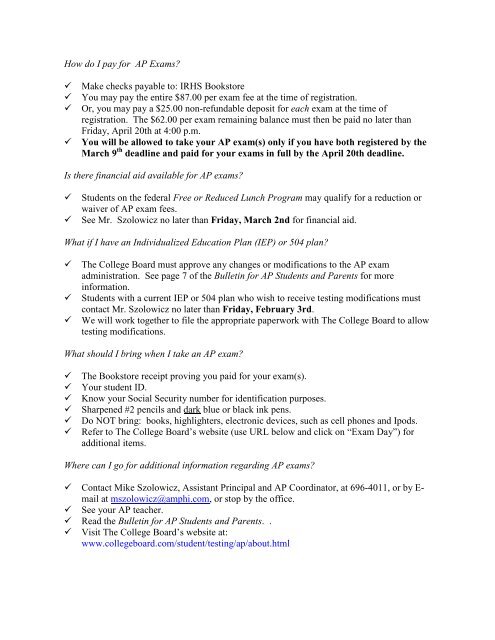 AP 2012 Parent student info letter