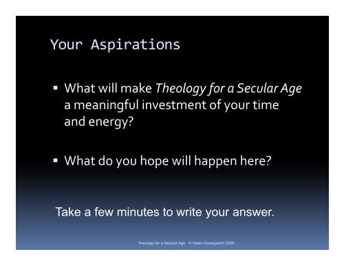 Theology for a Secular Age Presentation