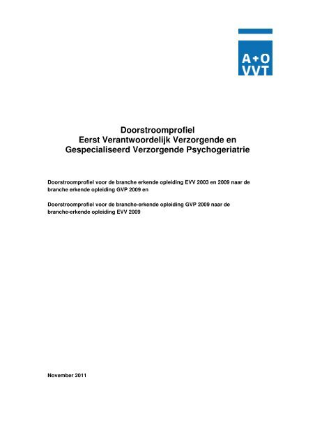 Doorstroomprofiel Eerst Verantwoordelijk ... - VVT opleidingen