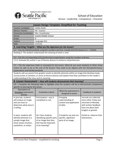 student lesson plan template hq printable documents