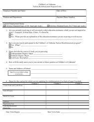 Tuition Reimbursement Request Form - Children's of Alabama