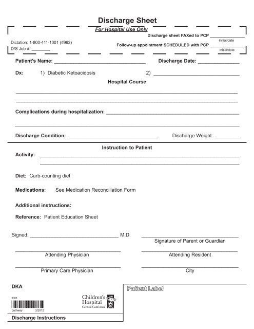 Diabetic Ketoacidosis Pathway - Children's Hospital Central California