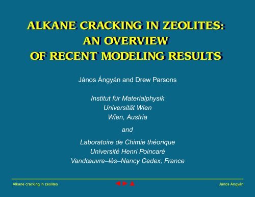 Alkane cracking in zeolites - CRM2