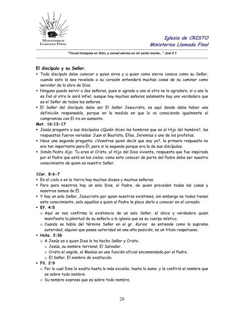 El Caminar Diario - IGLESIA DE CRISTO - Ministerios Llamada Final ...