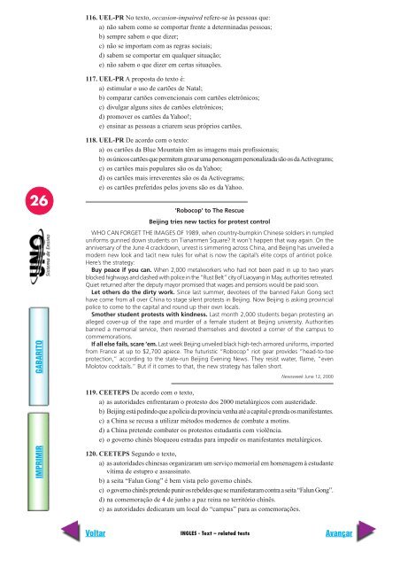 inglês tests with no relation with texts - Prof. Ms. Aldo Vieira