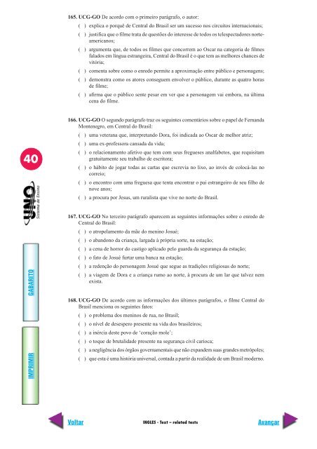 inglês tests with no relation with texts - Prof. Ms. Aldo Vieira