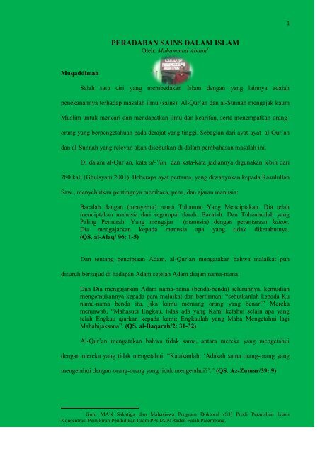 Peradaban Sains Dalam Islam Oleh Kemenag Sumsel