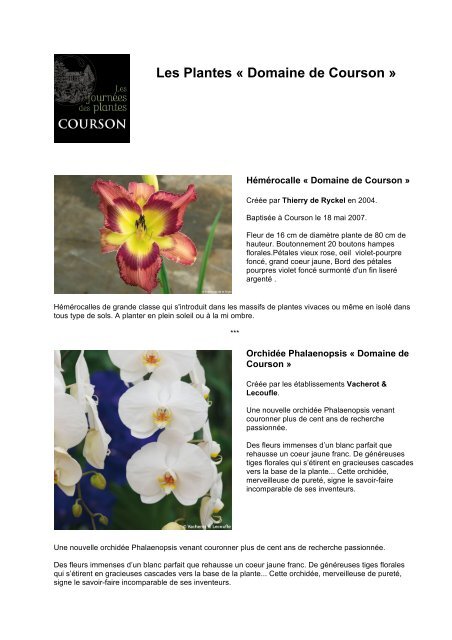 Voir la liste complÃ¨te des Plantes "Domaine de Courson"