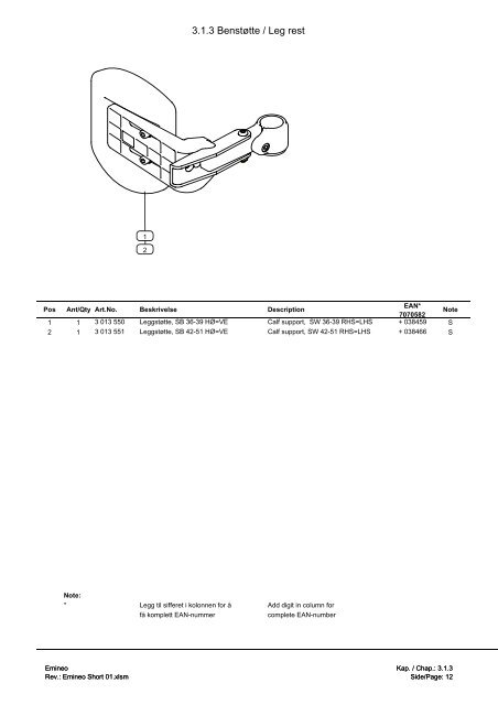 Service manual Emineo Short - Handicare