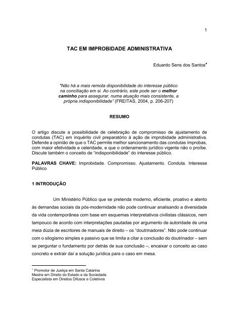 TAC EM IMPROBIDADE ADMINISTRATIVA - MinistÃ©rio PÃºblico do ...