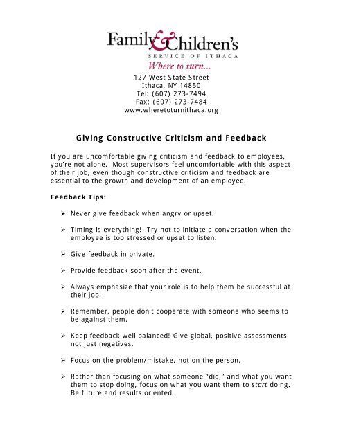 Giving Constructive Criticism and Feedback