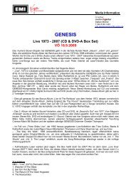 GENESIS Live 1973 - 2007 (CD & DVD-A Box Set) - Medienagentur