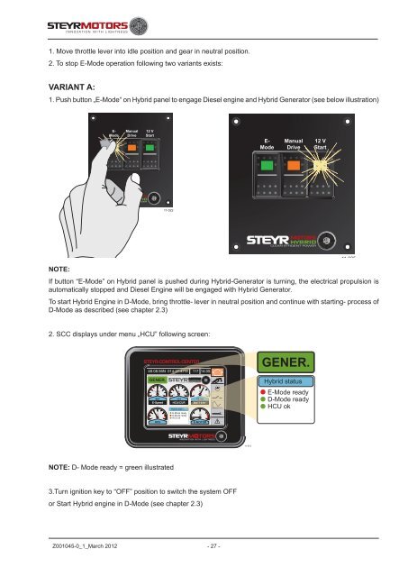 hybrid operation, maintenance and warranty manual - Steyr Motors