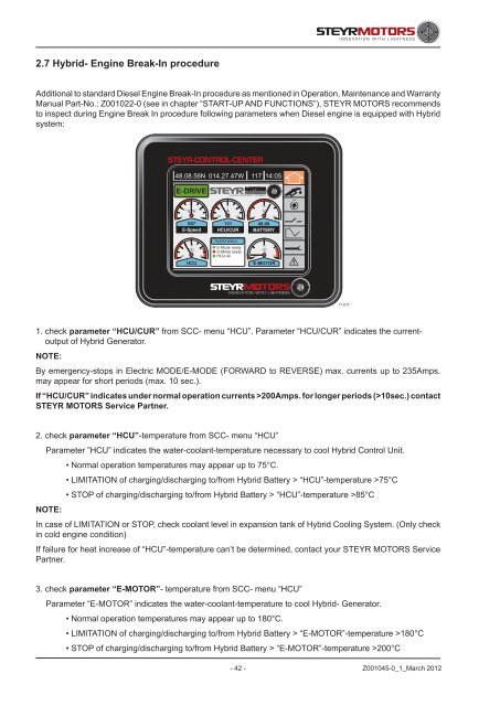 hybrid operation, maintenance and warranty manual - Steyr Motors