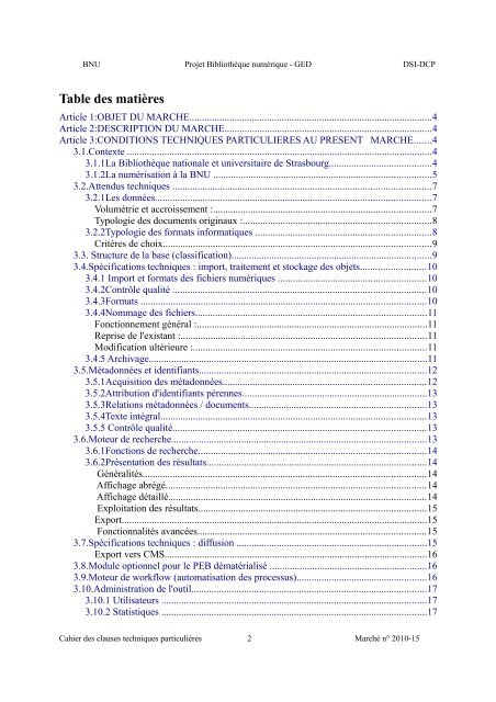 cahier des clauses techniques particulieres - BibliothÃ¨que nationale ...