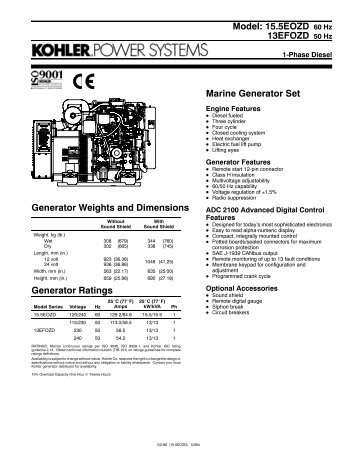 Model: 15.5EOZD 60 Hz 13EFOZD 50 Hz Marine ... - Westdiesel