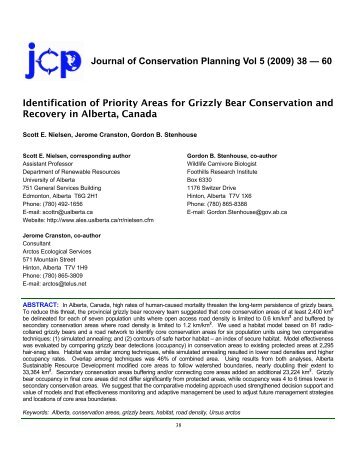 Identification of Priority Areas for Grizzly Bear Conservation and ...