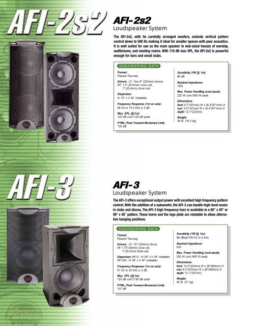 Apogee AFI Series Fixed Installation Speakers ... - Apogee Sound