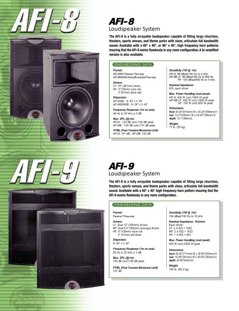 Apogee AFI Series Fixed Installation Speakers ... - Apogee Sound