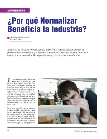 Â¿Por quÃ© Normalizar Beneficia la Industria? - Revista El Mueble y ...