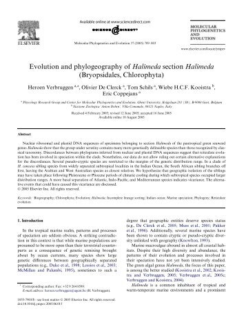 Evolution and phylogeography of Halimeda section Halimeda ...