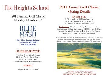 2011 Annual Golf Classic Outing Details - The Heights School