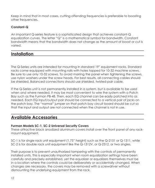 Q-Series Manual.indd - Furman Sound