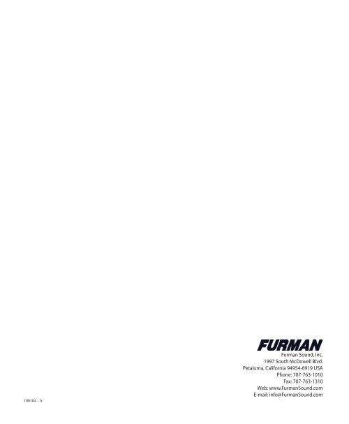 Q-Series Manual.indd - Furman Sound