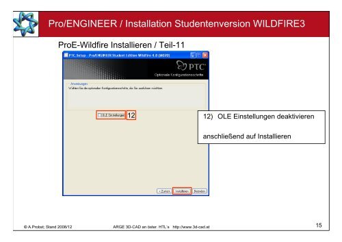 Pro/ENGINEER / Installation Studentenversion ... - ARGE 3D-CAD