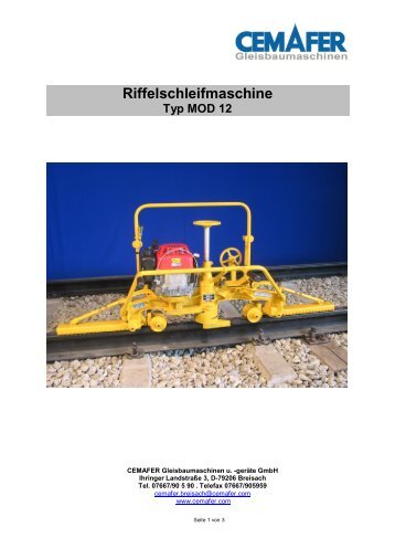 Riffelschleifmaschine - Cemafer GmbH