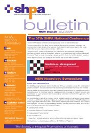 Issue 3, 2011 - The Society of Hospital Pharmacists of Australia