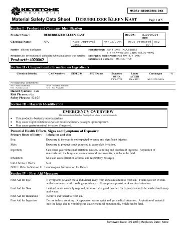 Kleen Kast MSDS 4020062.pdf - Keystone Industries