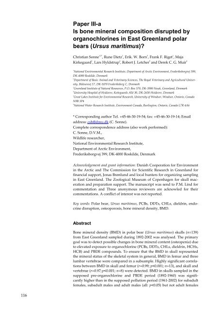 Organohalogen concentrations and a gross and histologic ...